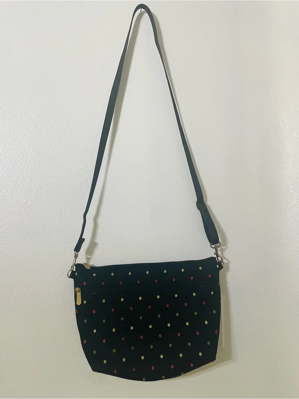 Danny K Black Polka Dot Crossbody Bag Multicolor Dot Adjustable Shoulder Purse